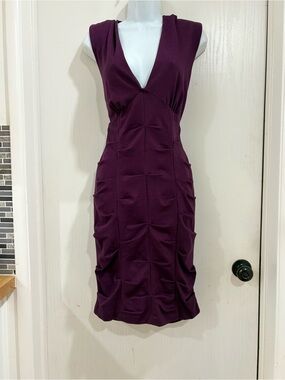 Nicole Miller Deep V Purple Sheath Dress